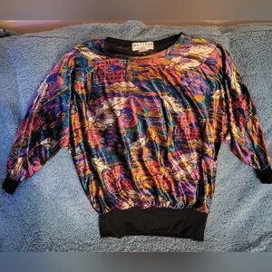 Vintage Western Multicolor Abstract Women's Top